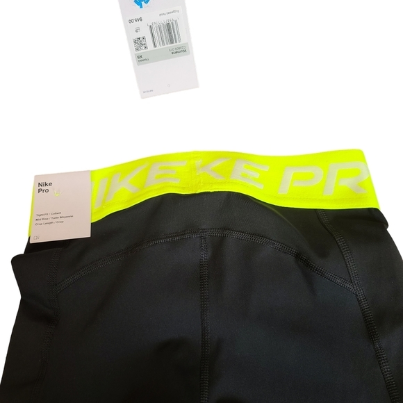 Nike Pro 365 Women's Mid-Rise Cropped Mesh Panel Leggings Black Size XS NWT - Picture 9 of 10